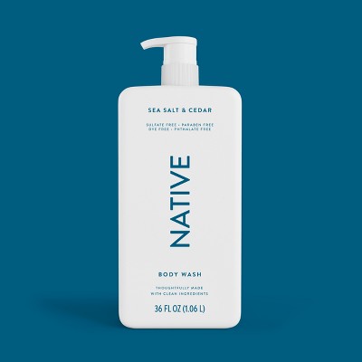 Native Body Wash Sea Salt & Cedar with Pump 36 fl oz - Imperfect Container