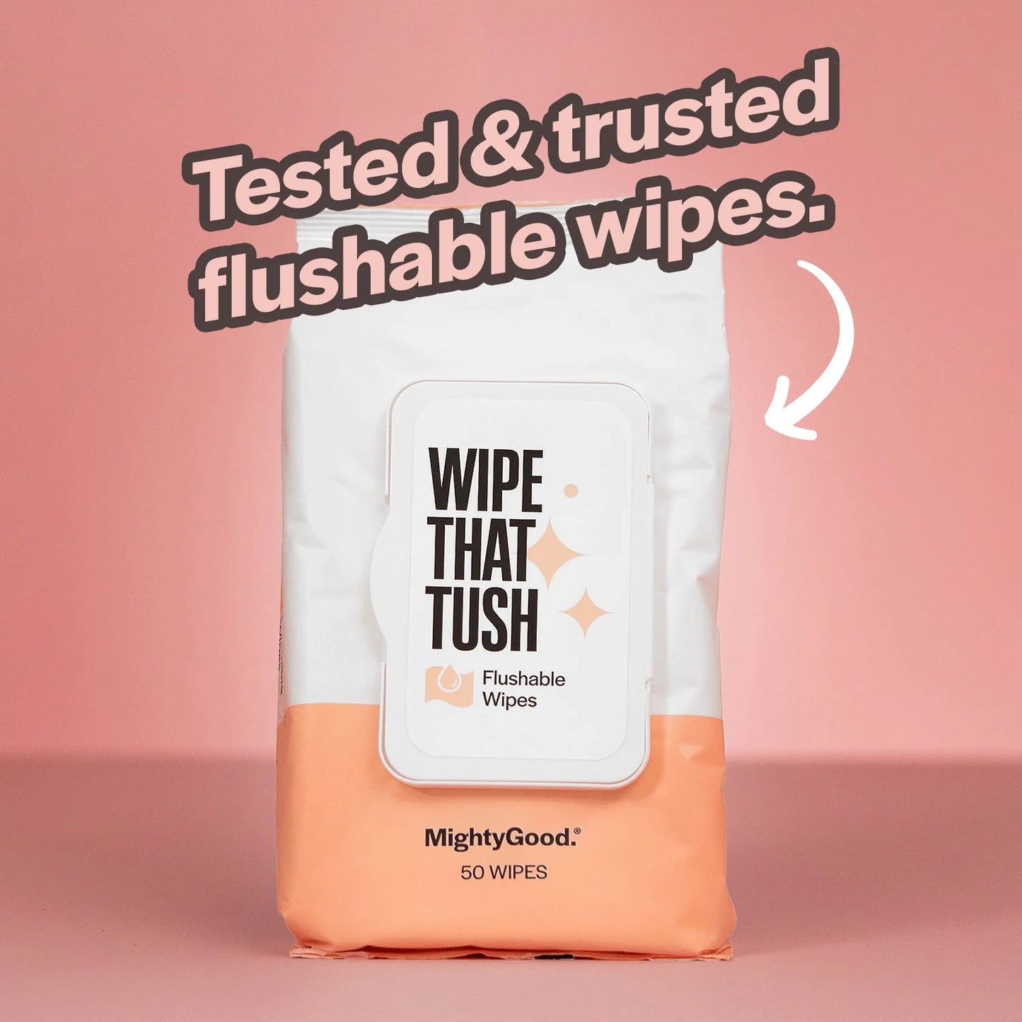 (3 Pack) Brand - Wipe That Tush Flushable Wipes - 3 Packs of 50 Wipes - 150 Total Wipes