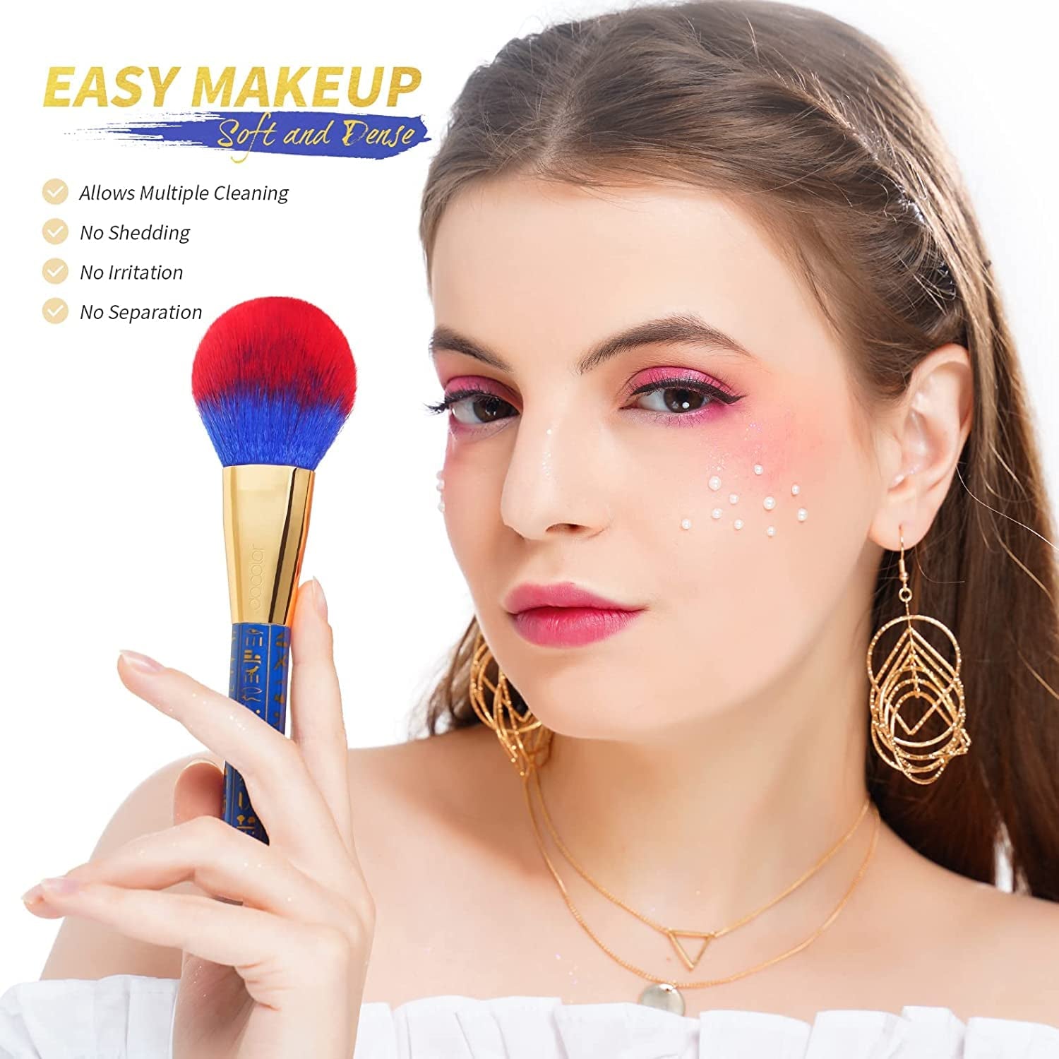 Docolor Makeup Brushes 19Pcs Makeup Brush Set Premium Gift Synthetic Powder Kabuki Foundation Contour Blush Concealer Eye Shadow Blending Liner Make up Brush Kit, Ancient Egyptian Series