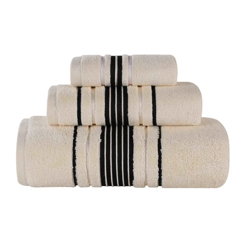 Sadie Zero Twist Cotton Solid 3 Piece Towel Set, Ivory