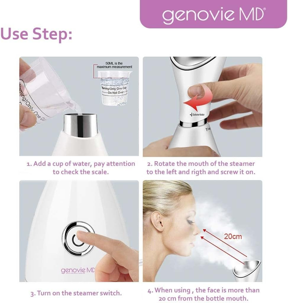 Nano Ionic Facial Steamer, Facial Deep Cleaning, Nano Ionic Face Steamer, Portable, Superfine Hot Steam for Deep Cleanse ㄧUnclog the PoresㄧAdvanced Skincare at Home