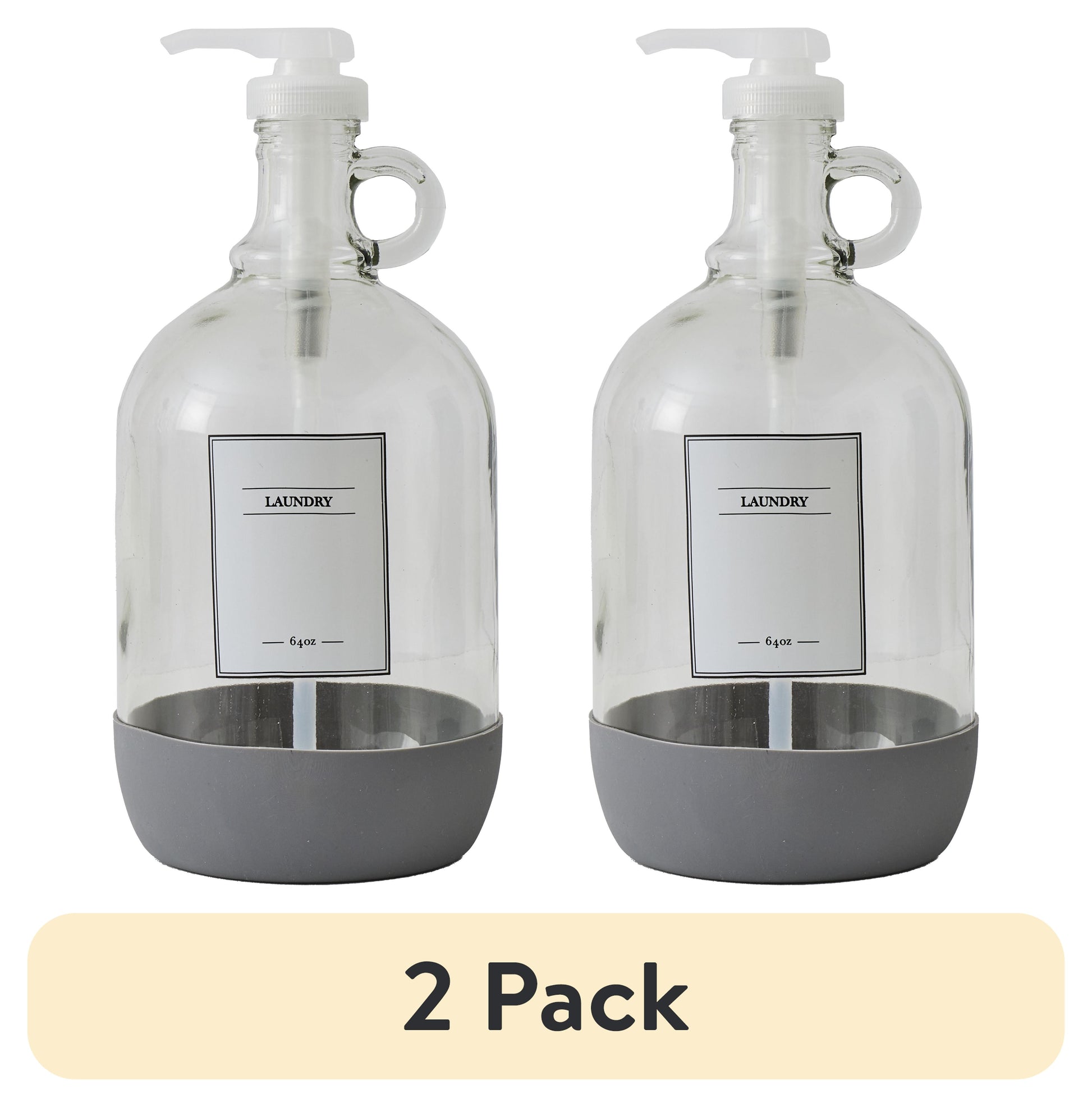 (2 Pack)  Glass Laundry Detergent Dispenser, 64 Fluid Oz. 1 Pc