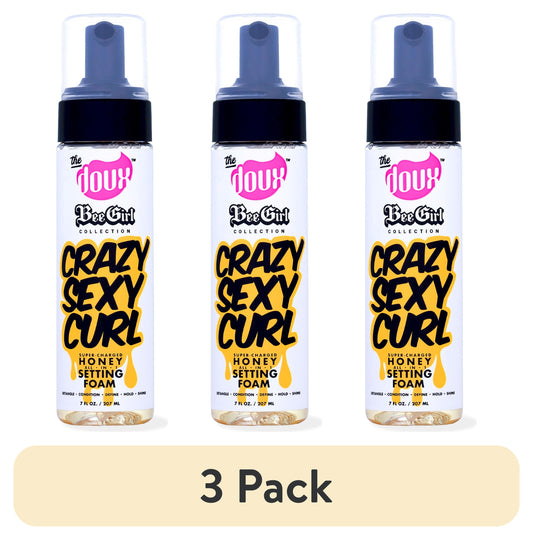 (3 Pack)  Bee Girl Crazy-Sexy-Curl Honey Setting Foam 7 Oz, Curly Hair Types, Pump Bottle, Unisex