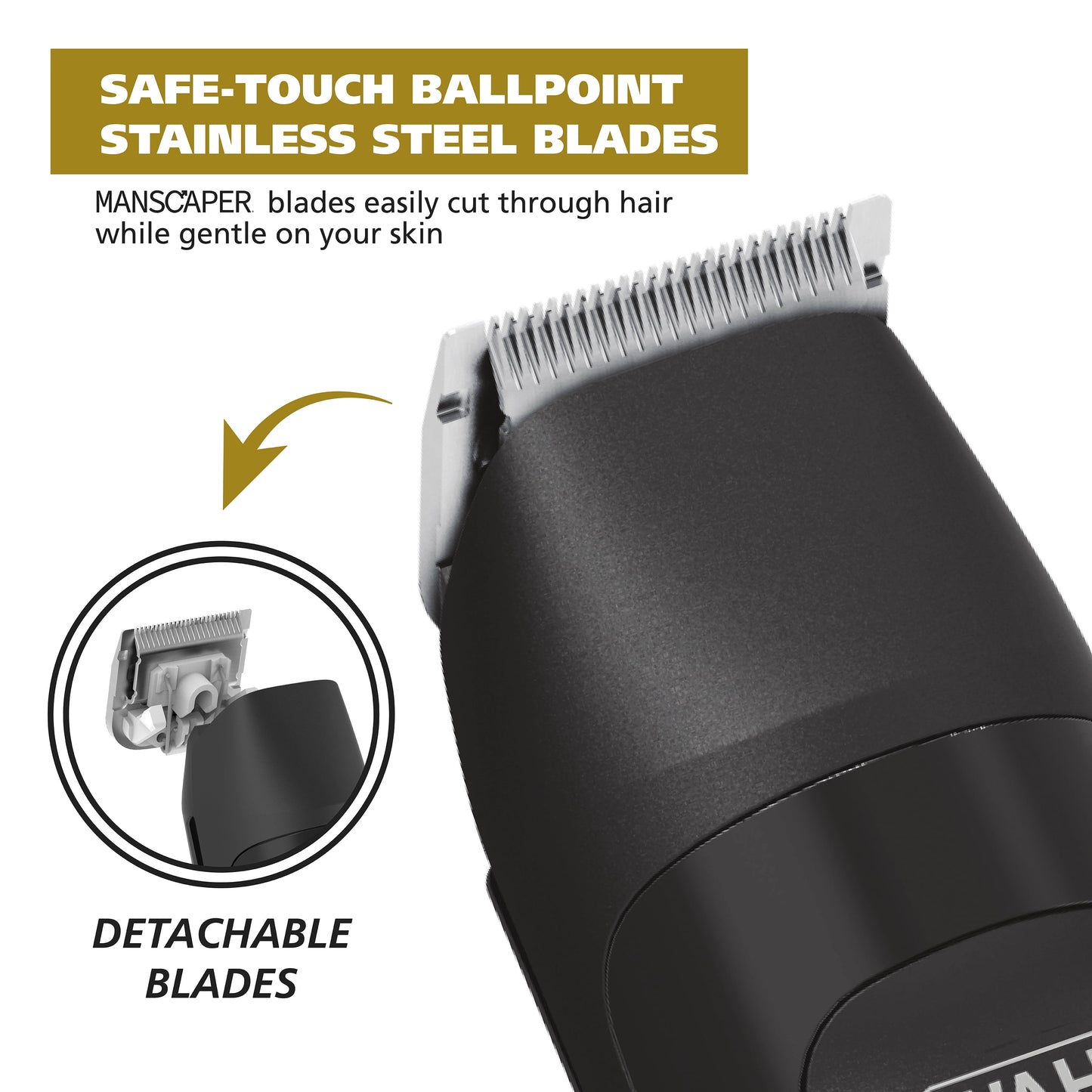 Manscaper Rechargeable Body Groomer for Men, Waterproof, Lithium Ion Battery, 1Pc, Black - 5618-100