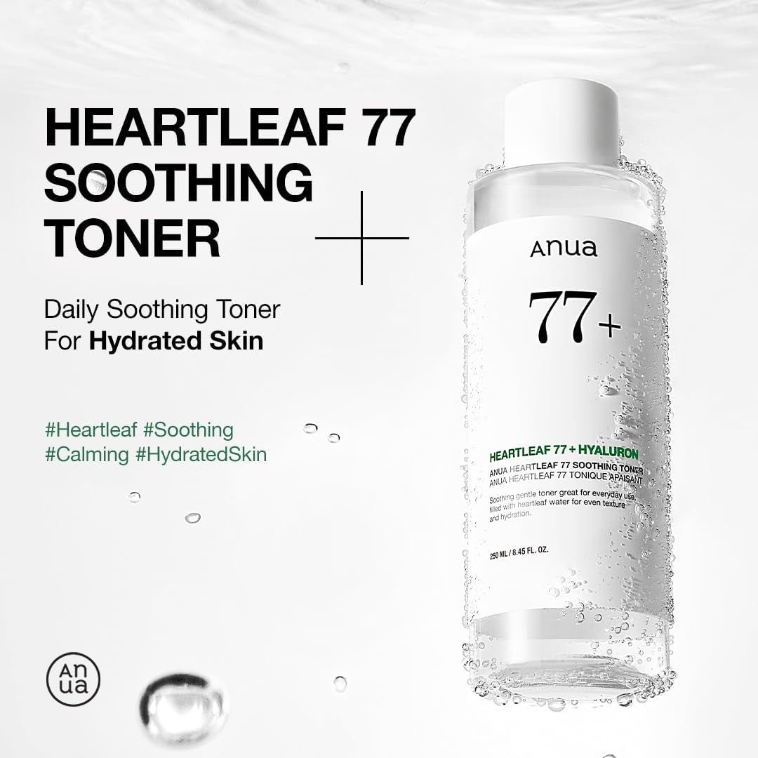 Anua Heartleaf 77 Soothing Toner I Ph 5.5 Trouble Care, Calming Skin, Refreshing, Hydrating, Purifying, Cruelty Free, Vegan,(250Ml / 8.45 Fl.Oz.)