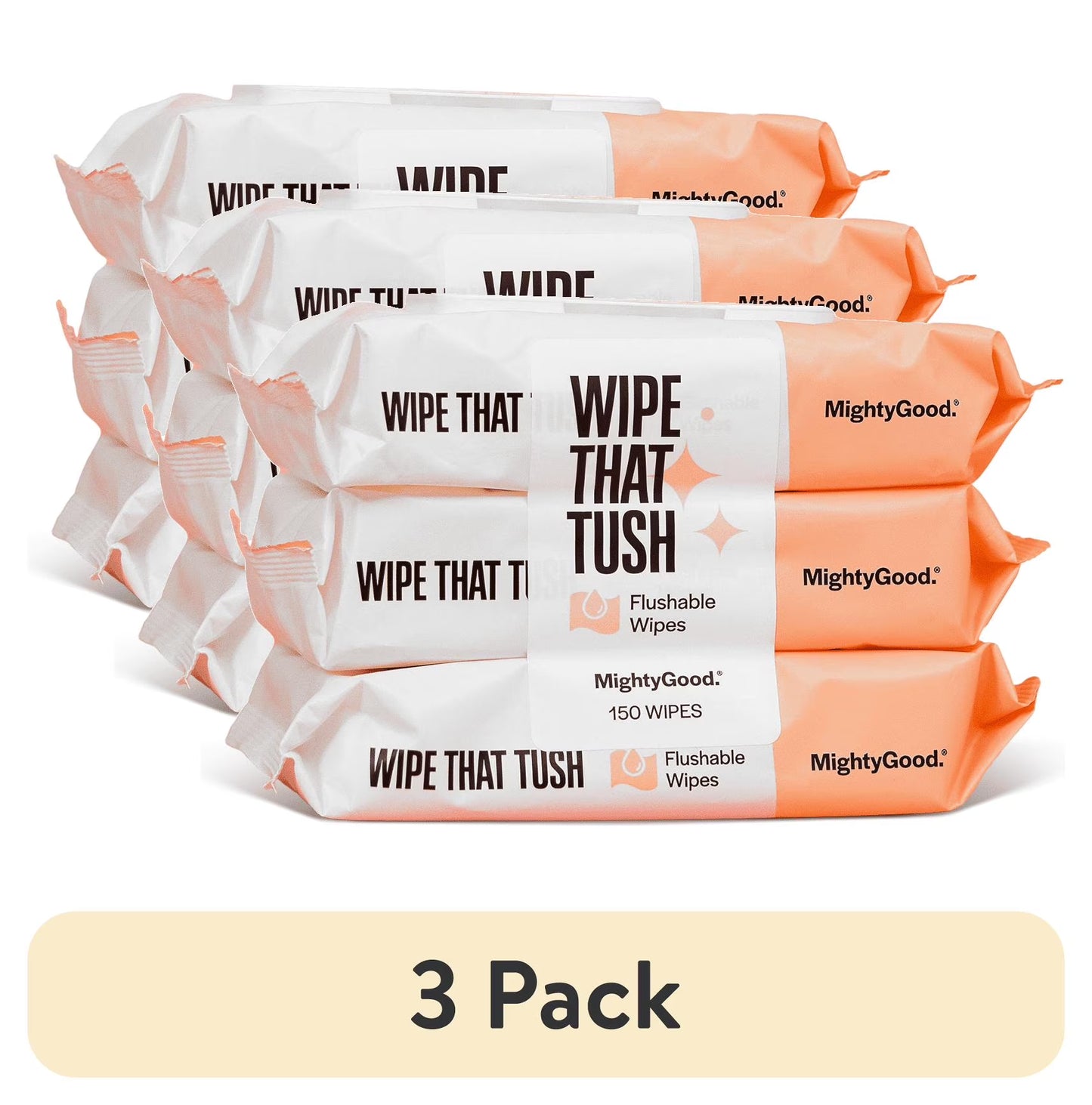 (3 Pack)  Brand - Wipe That Tush Flushable Wipes - 3 Packs of 50 Wipes - 150 Total Wipes