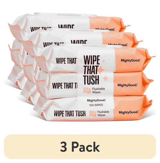 (3 Pack)  Brand - Wipe That Tush Flushable Wipes - 3 Packs of 50 Wipes - 150 Total Wipes