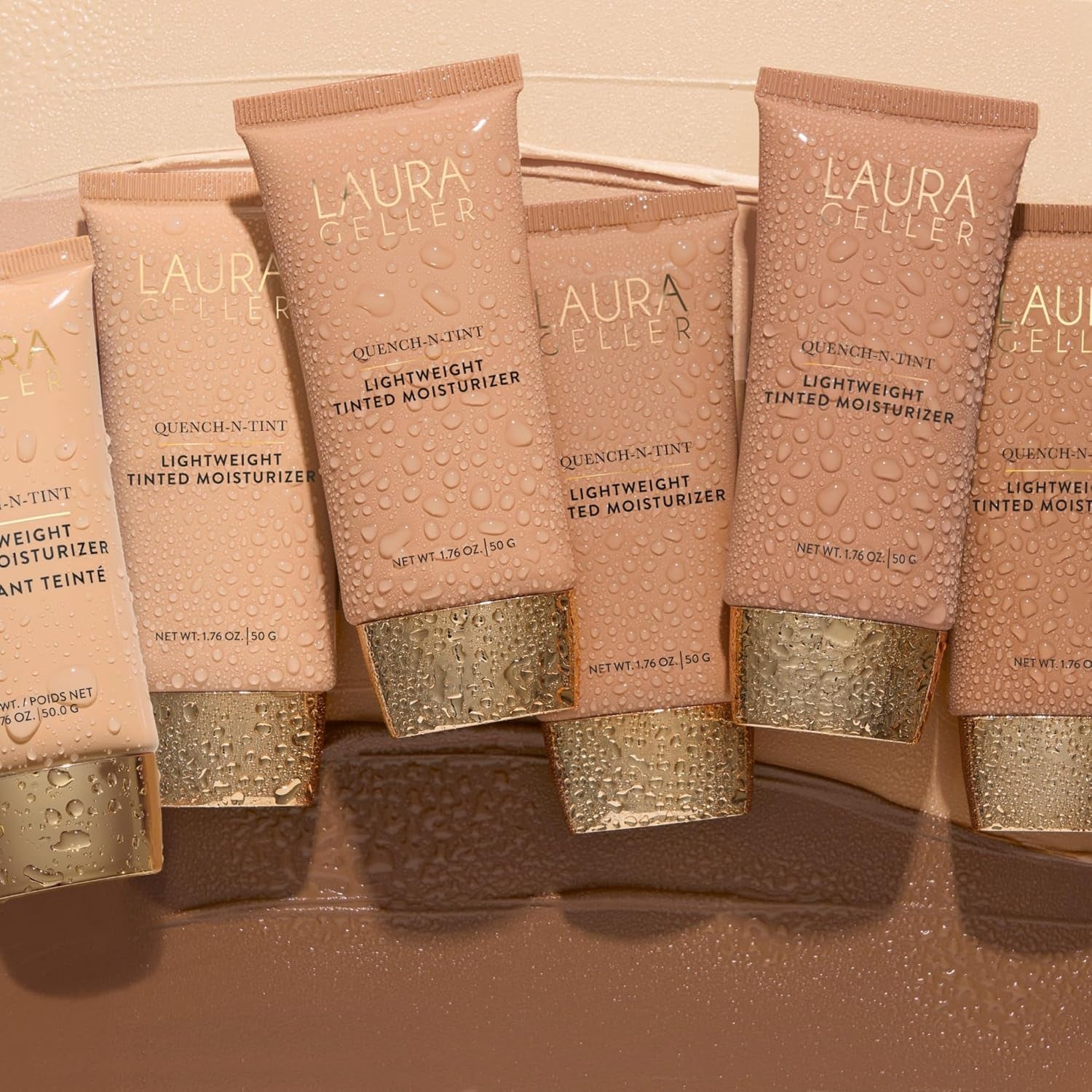 LAURA GELLER NEW YORK Quench-N-Tint Tinted Moisturizer - Deep - Sheer to Light Buildable Coverage - Natural Glow Finish - Lightweight Formula with Hyaluronic Acid
