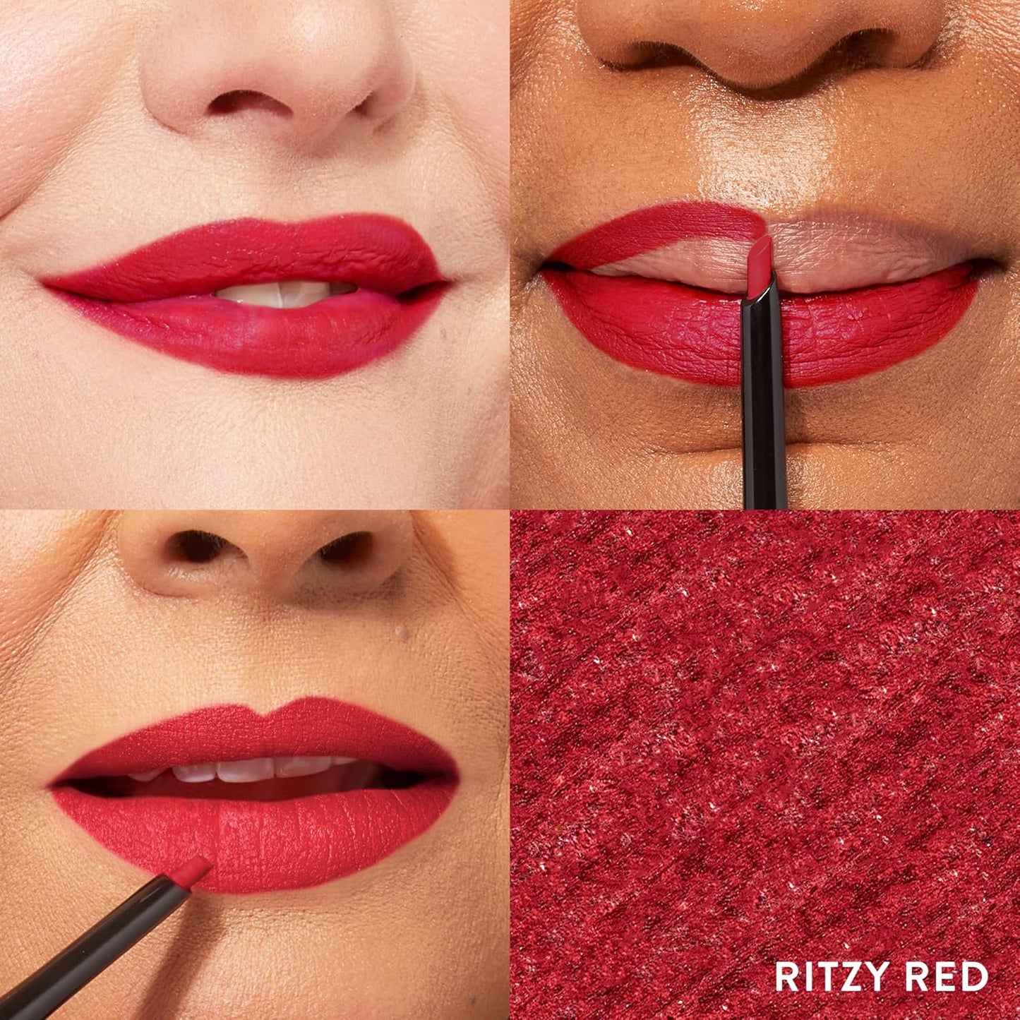 LAURA GELLER NEW YORK Modern Classic Duo - Lipstick + Lip Liner - Ultra-Rich Color - Luxurious and Lightweight - Cream Finish (01 Red Radiance Lipstick + Ritzy Red Lip Liner)