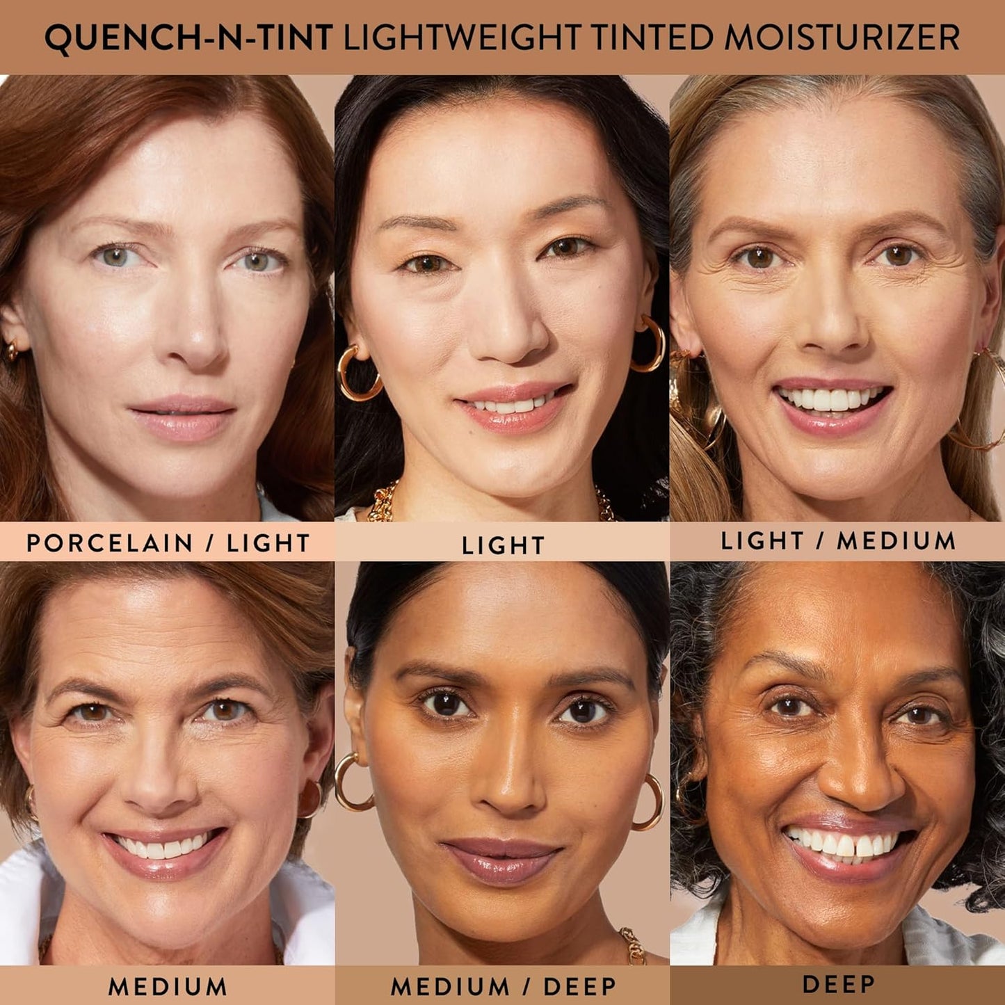 LAURA GELLER NEW YORK Quench-N-Tint Tinted Moisturizer - Deep - Sheer to Light Buildable Coverage - Natural Glow Finish - Lightweight Formula with Hyaluronic Acid