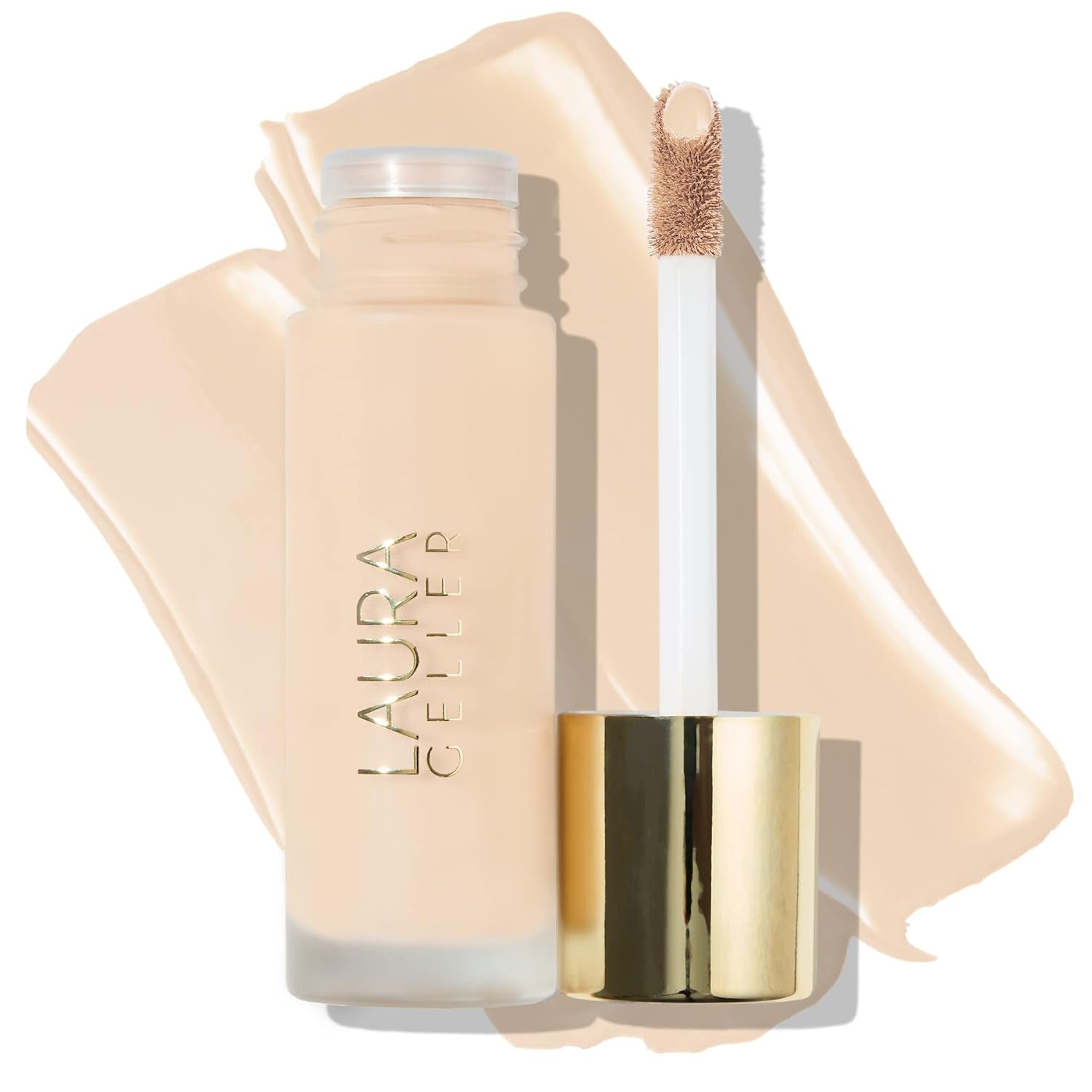 LAURA GELLER NEW YORK Double Take Liquid Foundation | Medium to Full Coverage, Natural Matte Finish, Porcelain
