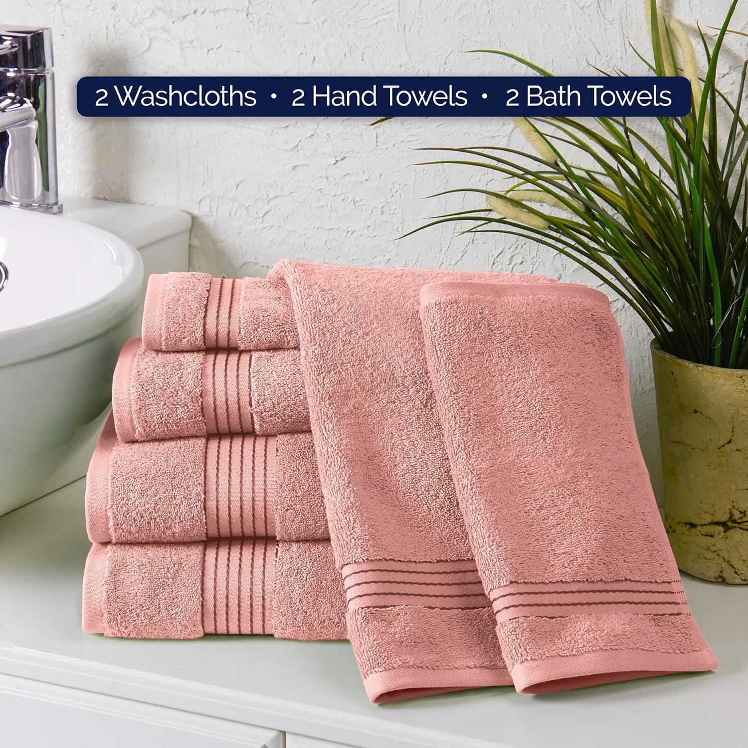 Cotton 100 % Highly Absorbent Shower Towels, Dusty Rose