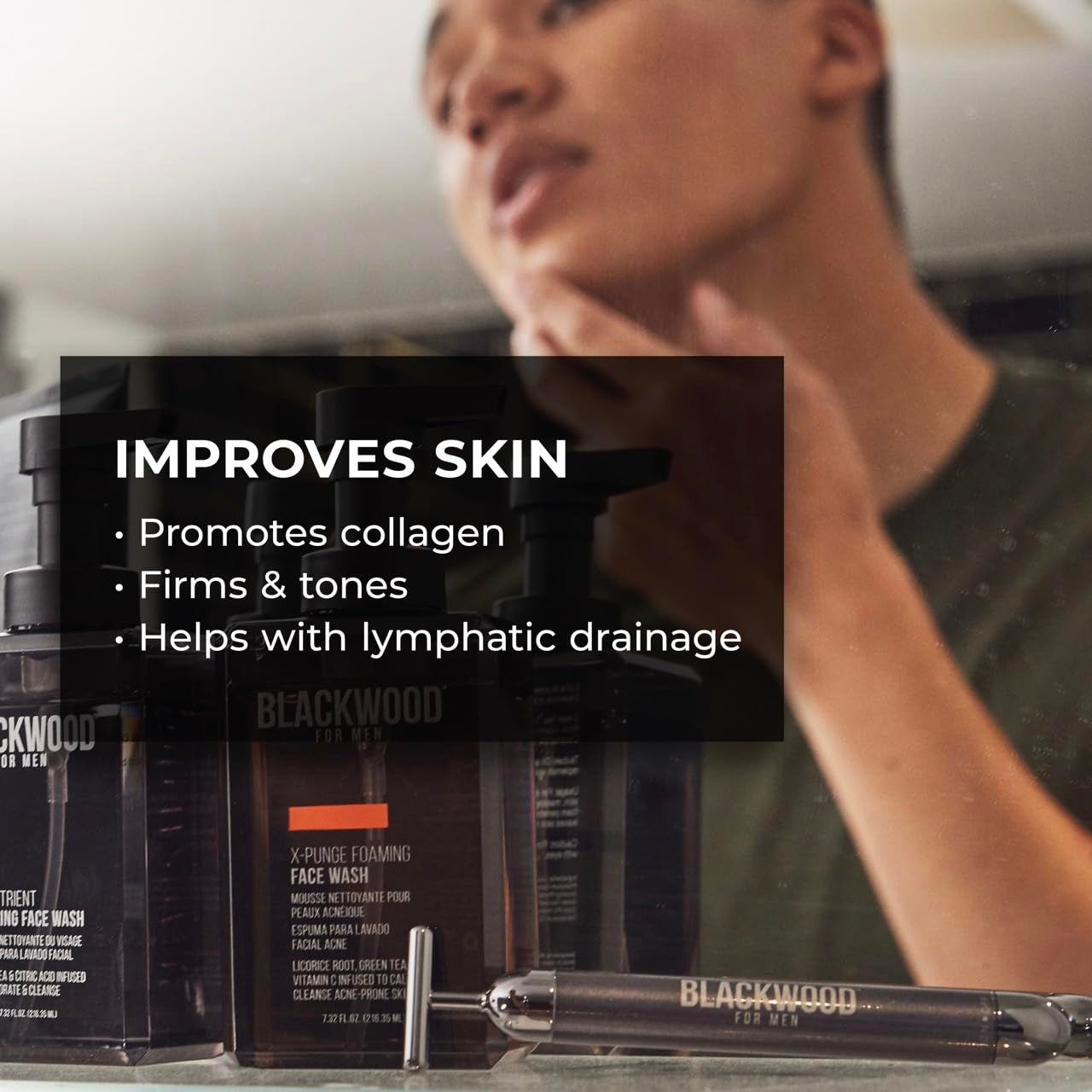 Blackwood for Men Eye and Facial Massager - Face Sculpting Tool for Men-Fights Puffy Eyes, Dark Circles, & Crow'S Feet- Self Care Gifts Face Massager Facial Tools-Gua Sha & Jade Roller Alternative