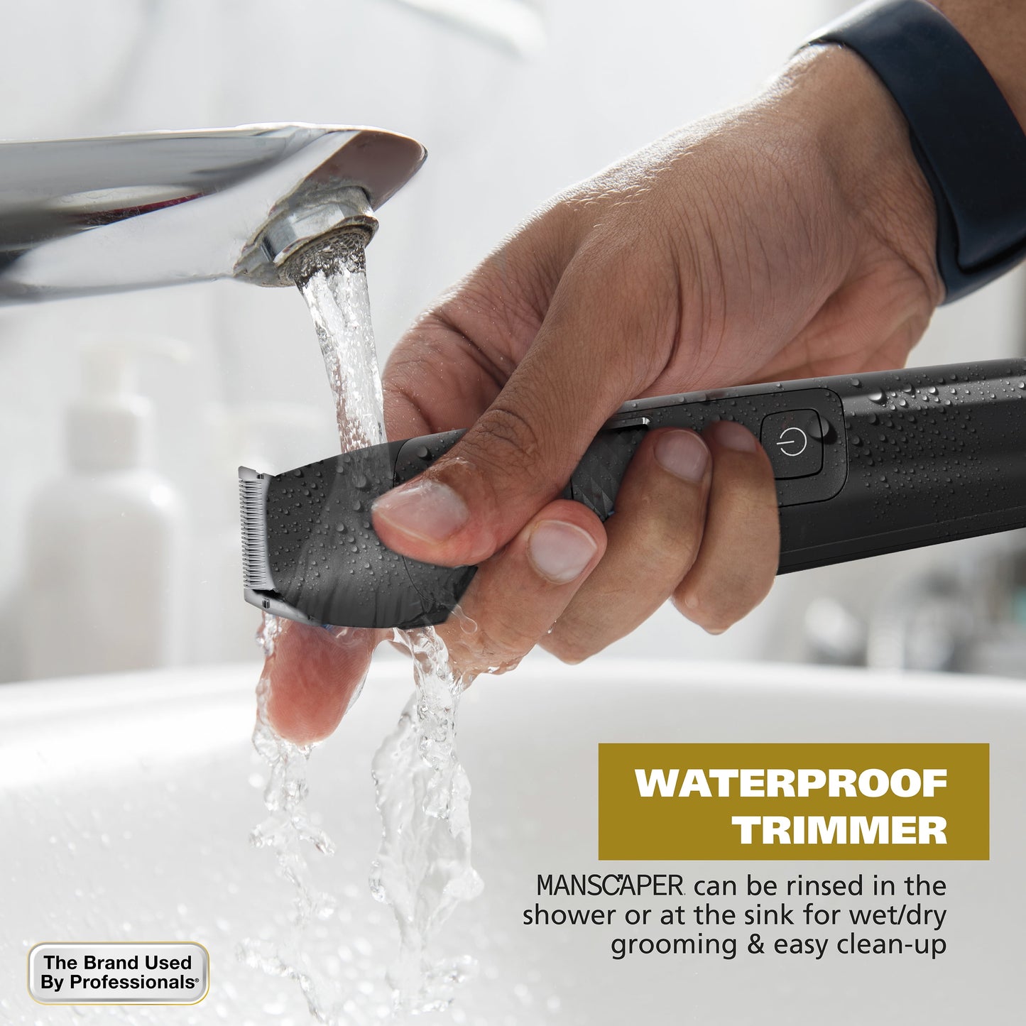 Manscaper Rechargeable Body Groomer for Men, Waterproof, Lithium Ion Battery, 1Pc, Black - 5618-100