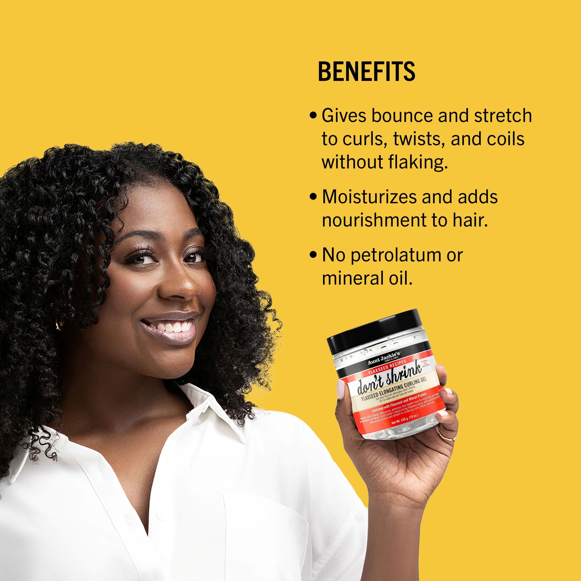 (3 Pack) Aunt Jackie’S Curls & Coils Don’T Shrink Flaxseed Elongating Curling Gel, 18 Oz., Female