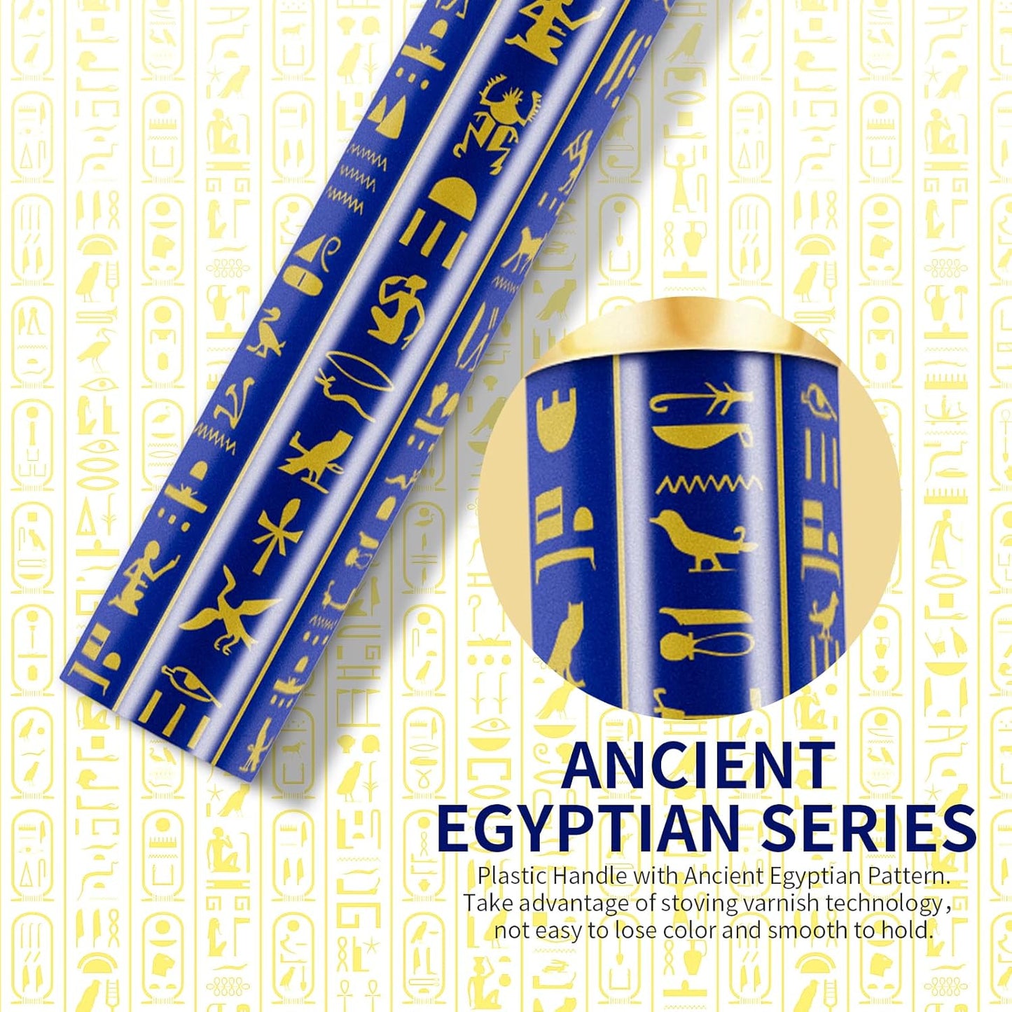 Docolor Makeup Brushes 19Pcs Makeup Brush Set Premium Gift Synthetic Powder Kabuki Foundation Contour Blush Concealer Eye Shadow Blending Liner Make up Brush Kit, Ancient Egyptian Series