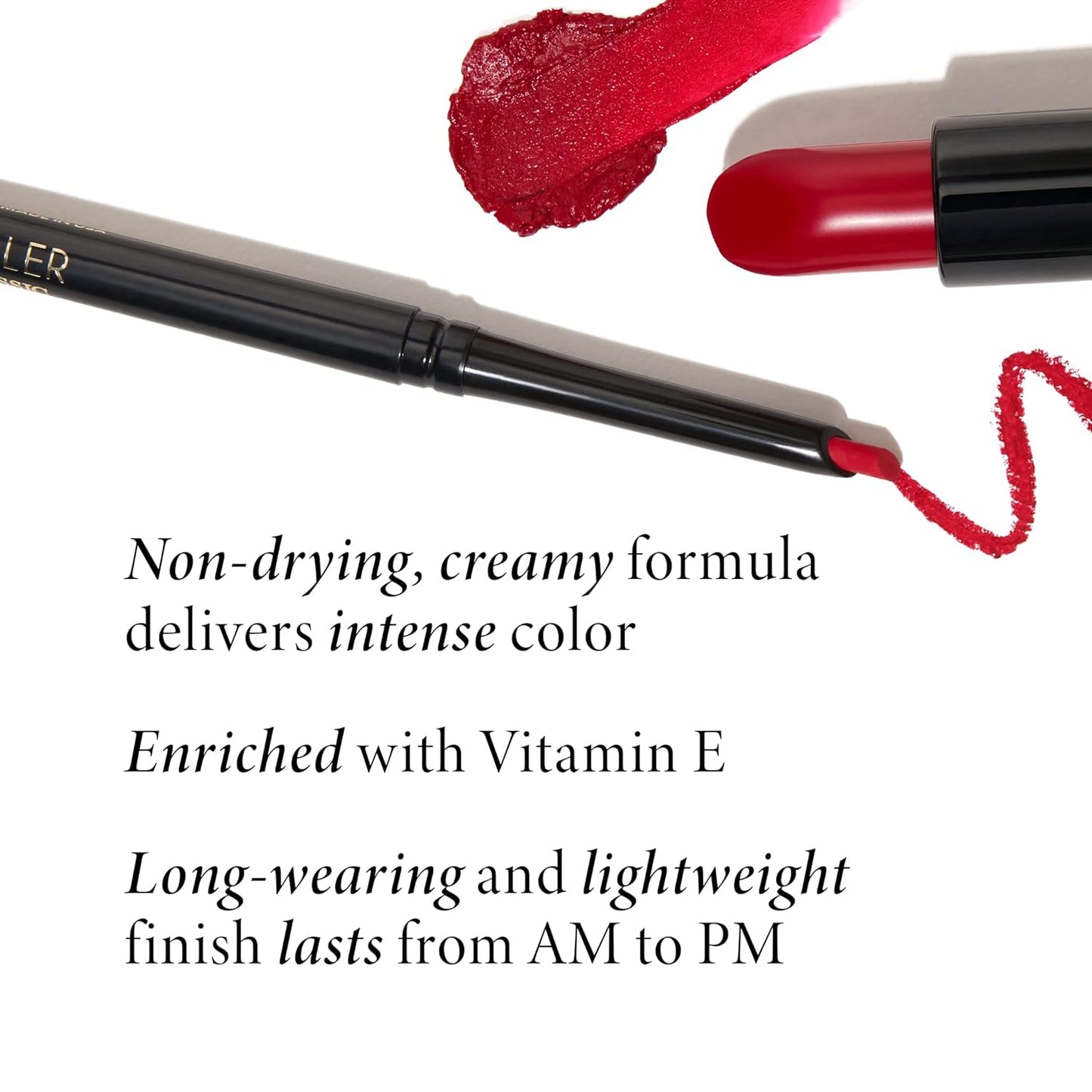 LAURA GELLER NEW YORK Modern Classic Duo - Lipstick + Lip Liner - Ultra-Rich Color - Luxurious and Lightweight - Cream Finish (01 Red Radiance Lipstick + Ritzy Red Lip Liner)