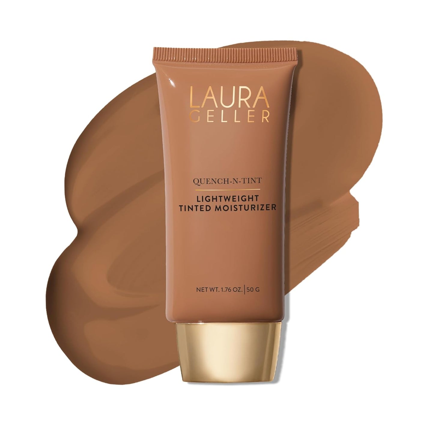 LAURA GELLER NEW YORK Quench-N-Tint Tinted Moisturizer - Deep - Sheer to Light Buildable Coverage - Natural Glow Finish - Lightweight Formula with Hyaluronic Acid