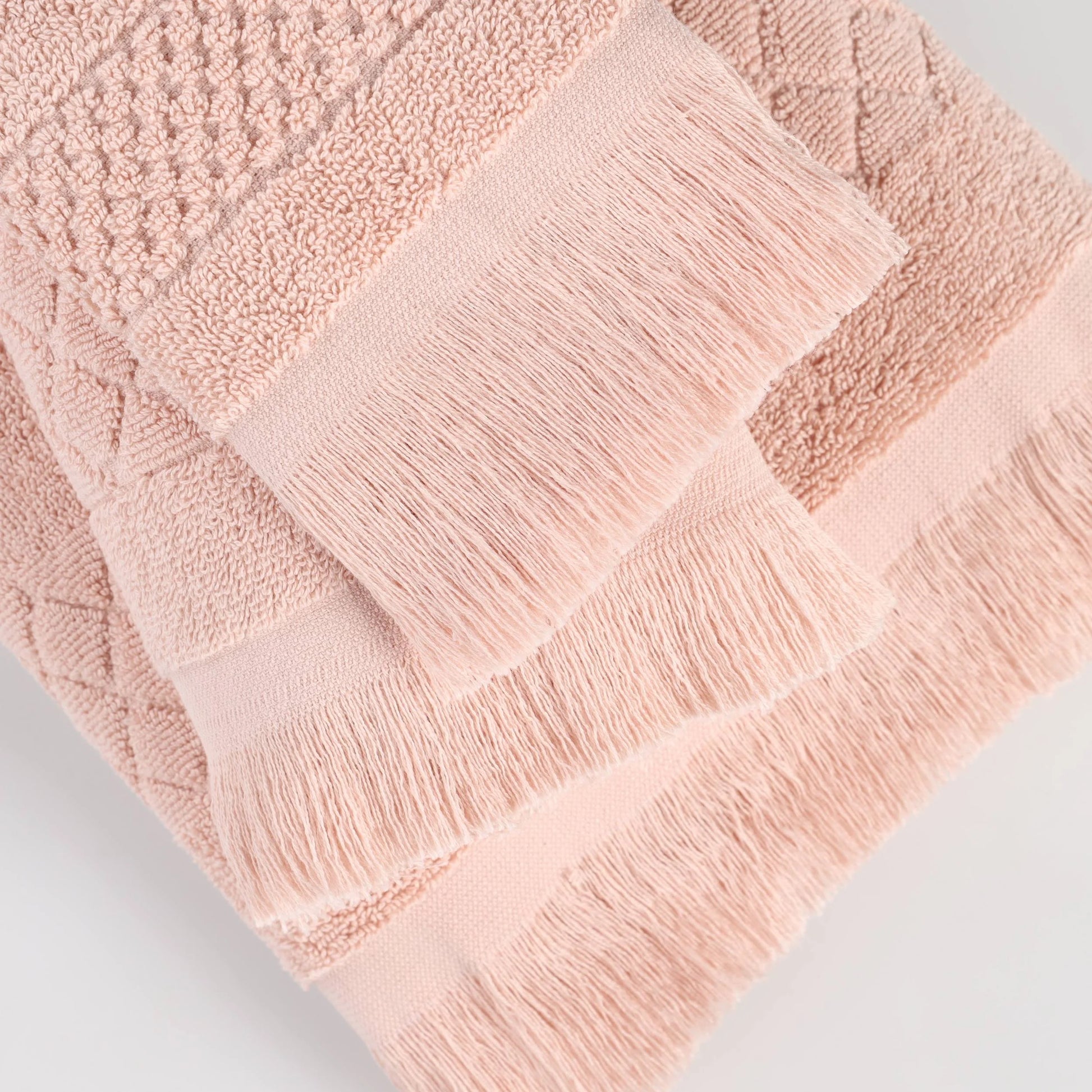 Rolla Cotton Geometric Soft 3 Piece Towel Set, Pink