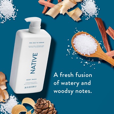 Native Body Wash Sea Salt & Cedar with Pump 36 fl oz - Imperfect Container