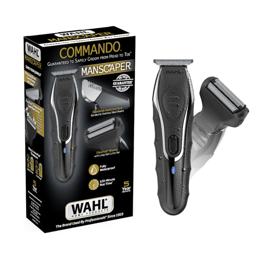 Commando Cordless Rechargeable Manscaper Wet/Dry Trimmer - Body Groomer for Men, Black 3024497