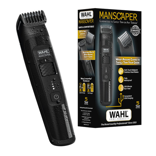 Manscaper Rechargeable Body Groomer for Men, Waterproof, Lithium Ion Battery, 1Pc, Black - 5618-100