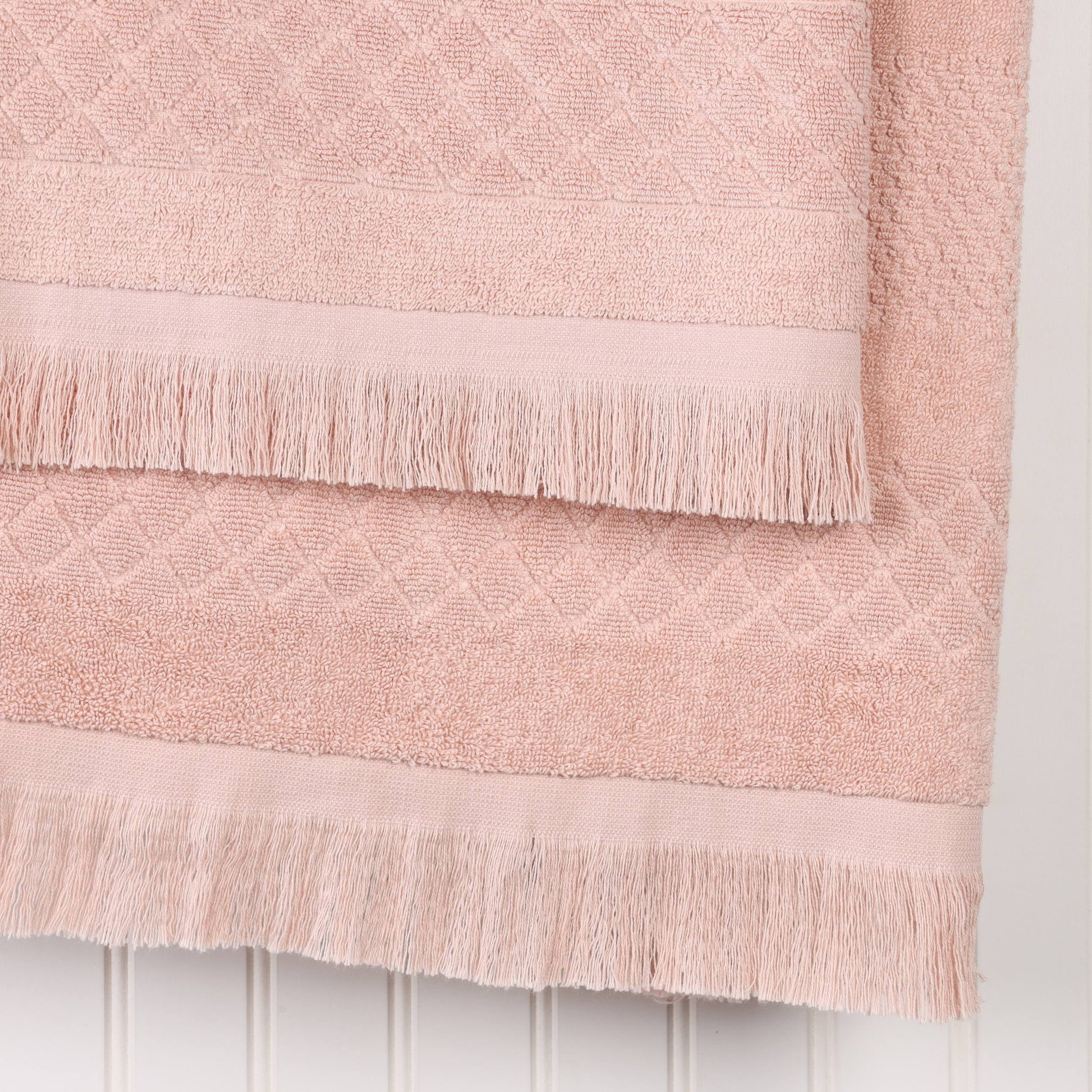Rolla Cotton Geometric Soft 3 Piece Towel Set, Pink