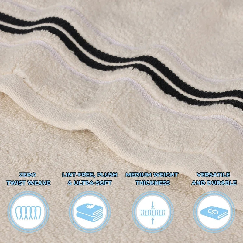 Sadie Zero Twist Cotton Solid 3 Piece Towel Set, Ivory