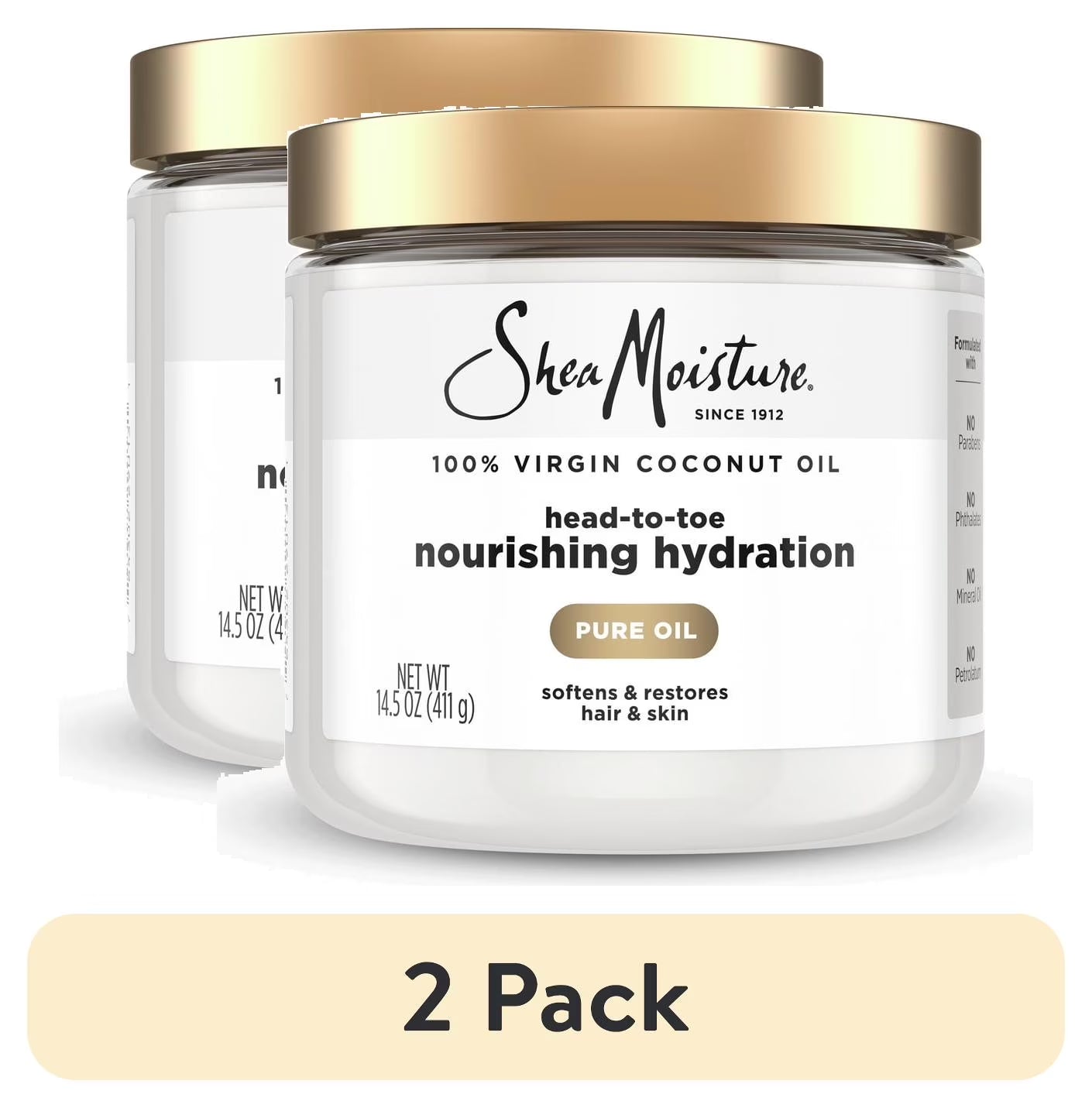 (2 Pack)  100% Extra Virgin Coconut Oil Nourishing Hydration, 14.5 Oz