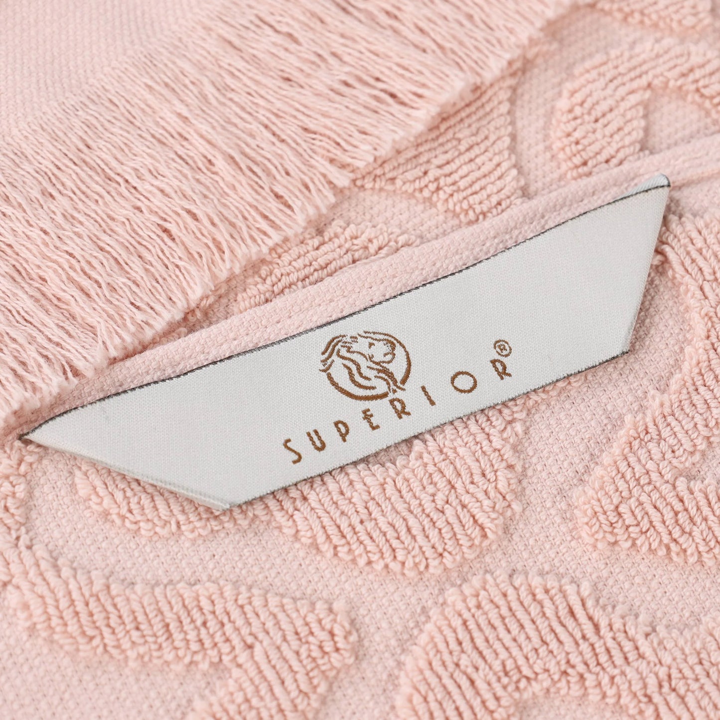 Rolla Cotton Geometric Soft 3 Piece Towel Set, Pink