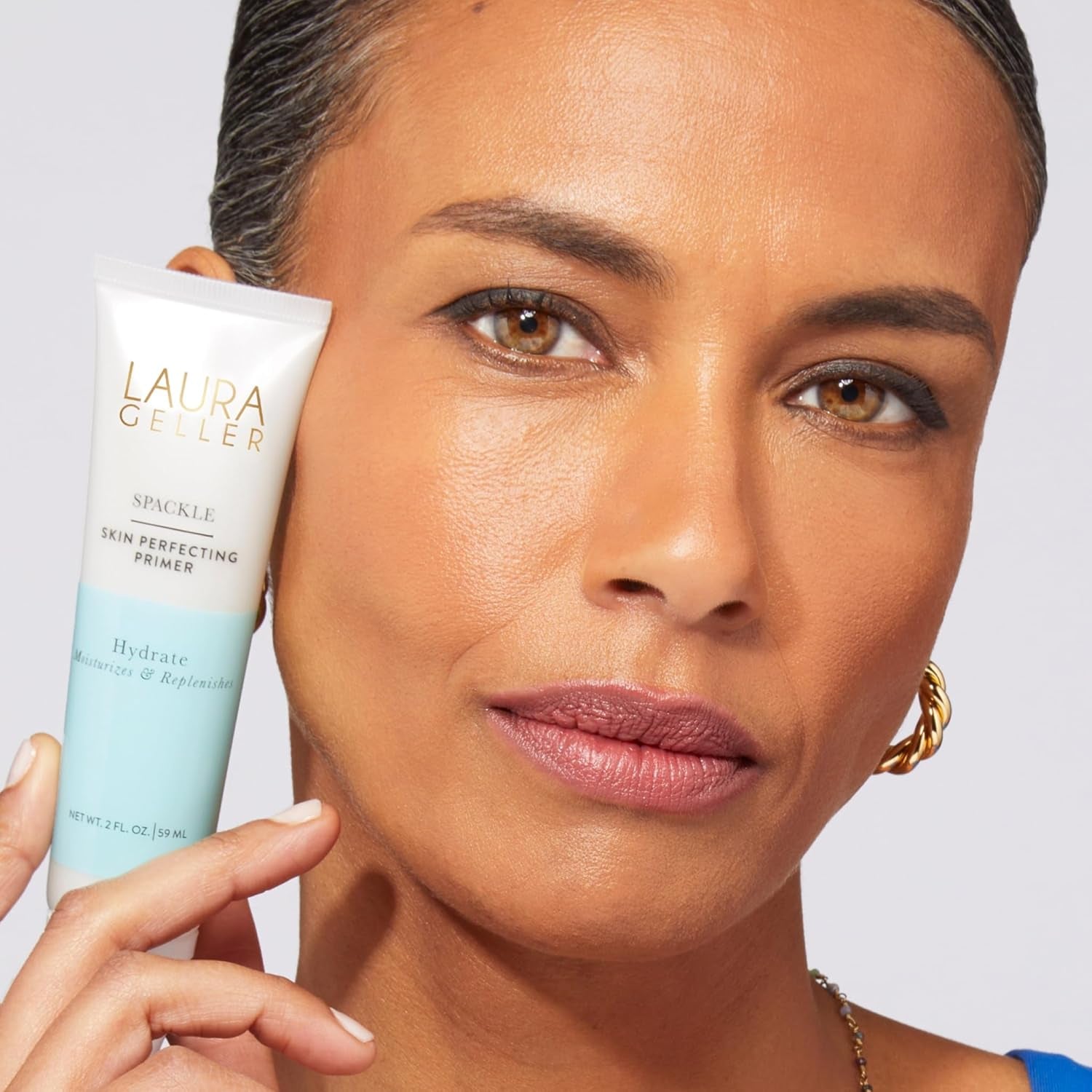 LAURA GELLER NEW YORK Laura'S Must-Haves Kit 3Pc: Baked Balance-N-Brighten Powder Foundation, Porcelain + Spackle Skin Perfecting Makeup Primer, Hydrate + Airbrush round Kabuki Brush