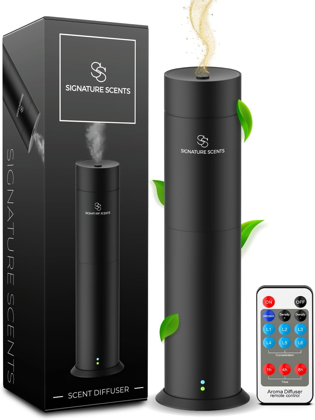 Luxury Essential Oil Diffuser – Waterless Oil Diffuser for Essential Oils - Scent Diffuser for Home & Hotel - Covers up to 1000 Sq. Ft. with Bluetooth App Control (Black)