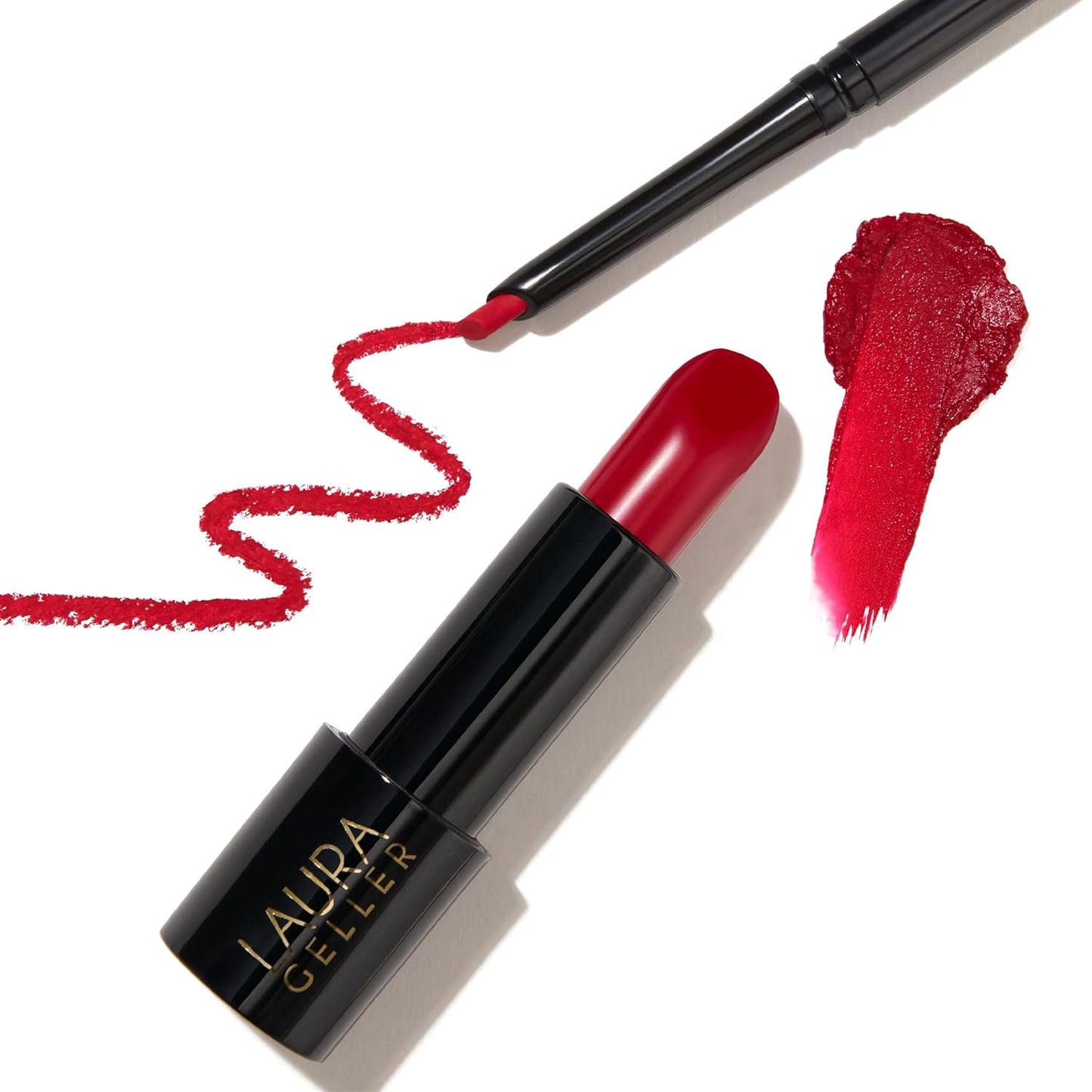 LAURA GELLER NEW YORK Modern Classic Duo - Lipstick + Lip Liner - Ultra-Rich Color - Luxurious and Lightweight - Cream Finish (01 Red Radiance Lipstick + Ritzy Red Lip Liner)