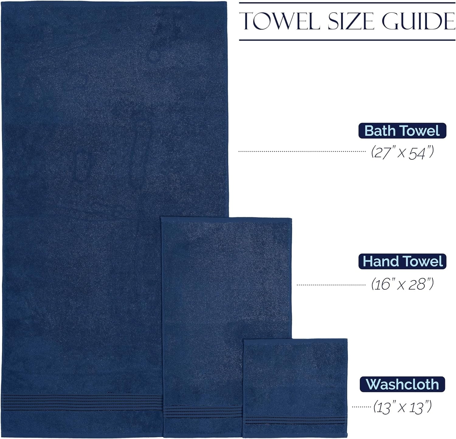 Hotel Quality Turkish Towel Set for Bathroom (6 Pcs Towel Set), Navy