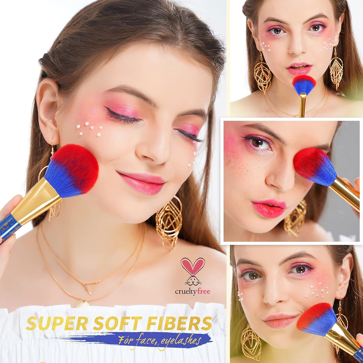 Docolor Makeup Brushes 19Pcs Makeup Brush Set Premium Gift Synthetic Powder Kabuki Foundation Contour Blush Concealer Eye Shadow Blending Liner Make up Brush Kit, Ancient Egyptian Series