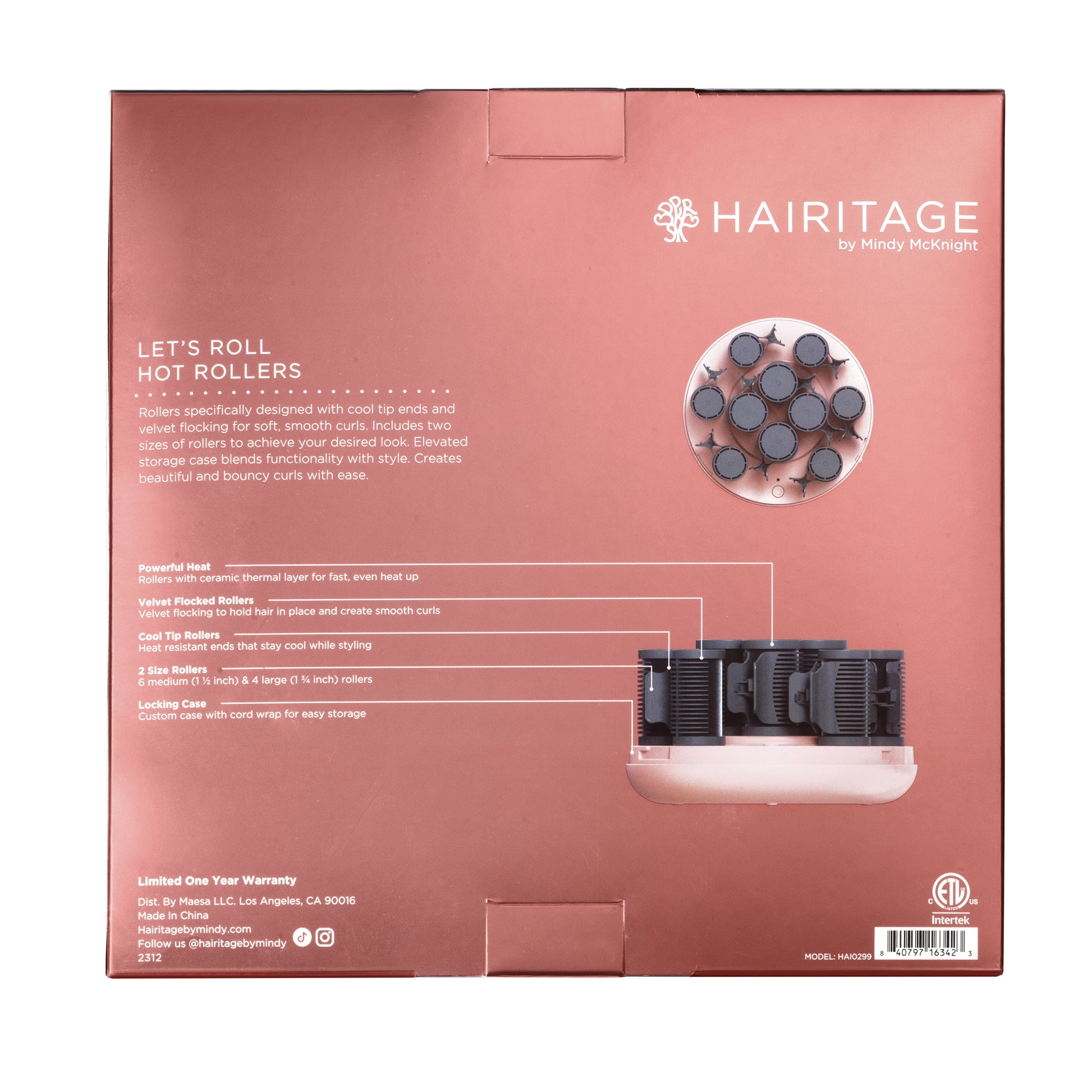 (2 Pack)  Ceramic Thermal Hot Rollers for All Hair Types & Textures, 10 Piece Set,