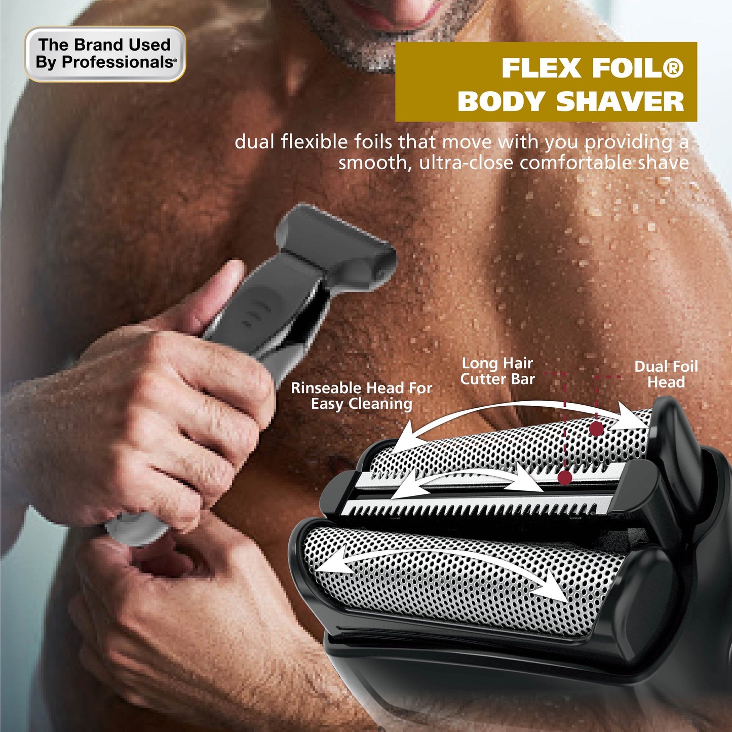 Commando Cordless Rechargeable Manscaper Wet/Dry Trimmer - Body Groomer for Men, Black 3024497