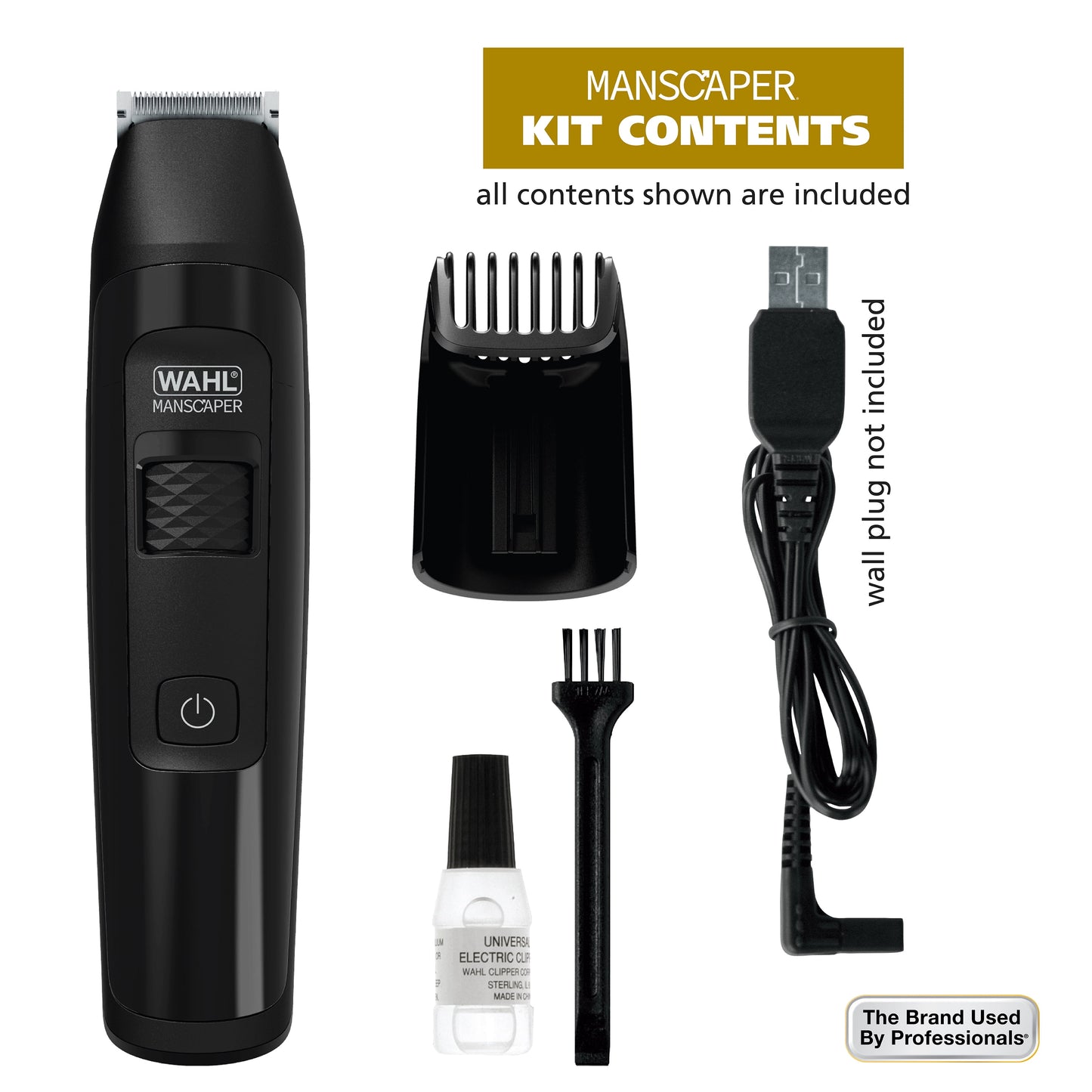 Manscaper Rechargeable Body Groomer for Men, Waterproof, Lithium Ion Battery, 1Pc, Black - 5618-100