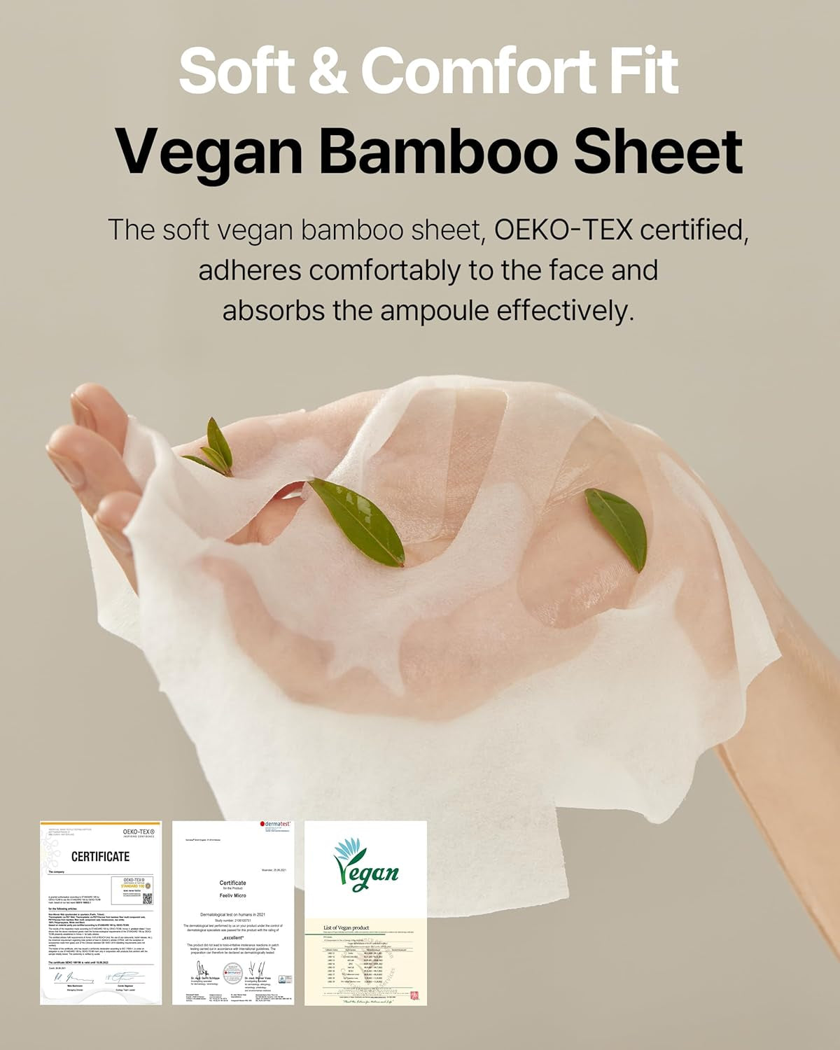 Hyalcica Total Moisture 10D Mask - Vegan Korean Moisturizing Face Mask Sheet with 10 Hyaluronic Acid and Cica - Non Sticky Refreshing - Derma Tested, 10 Sheets