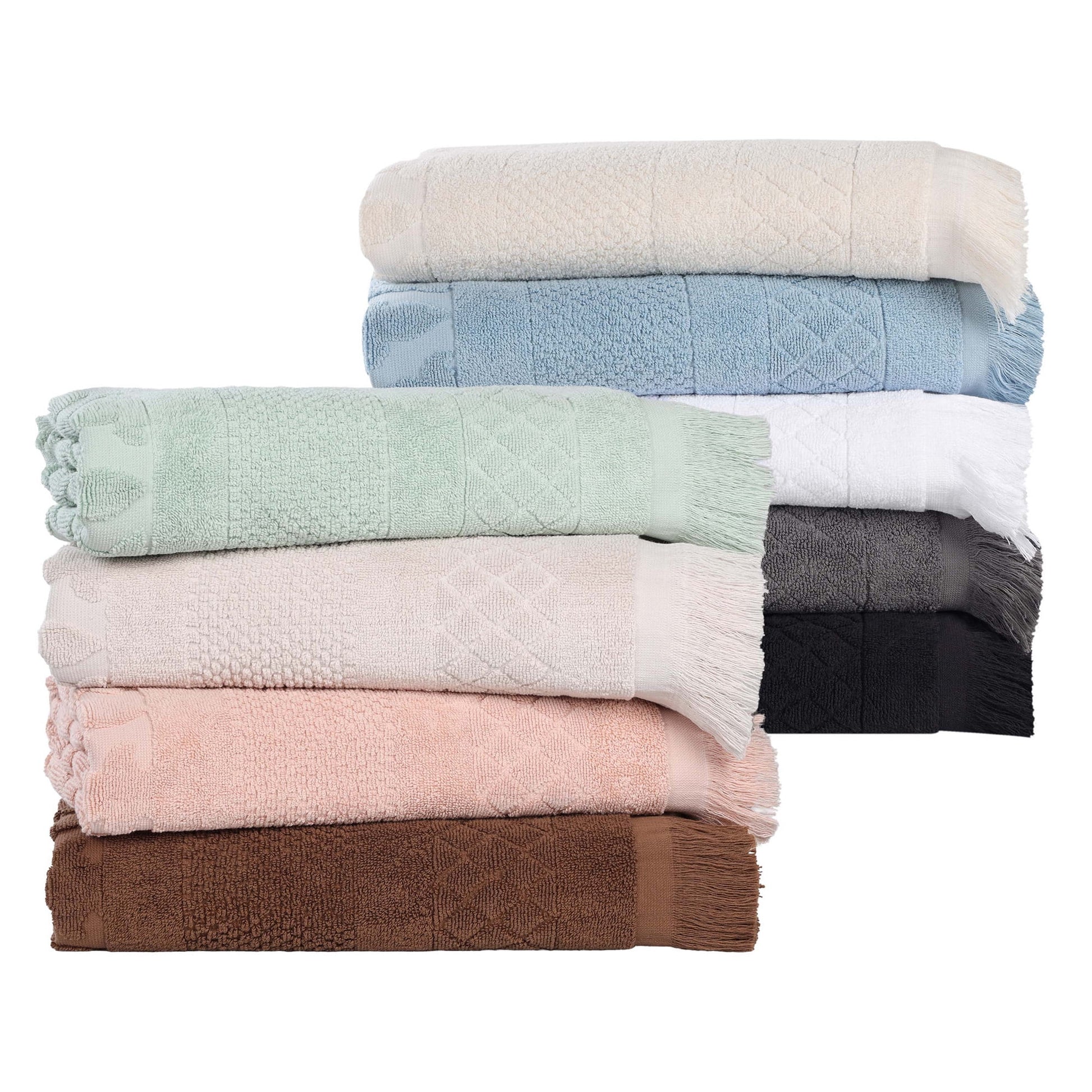 Rolla Cotton Geometric Soft 3 Piece Towel Set, Pink