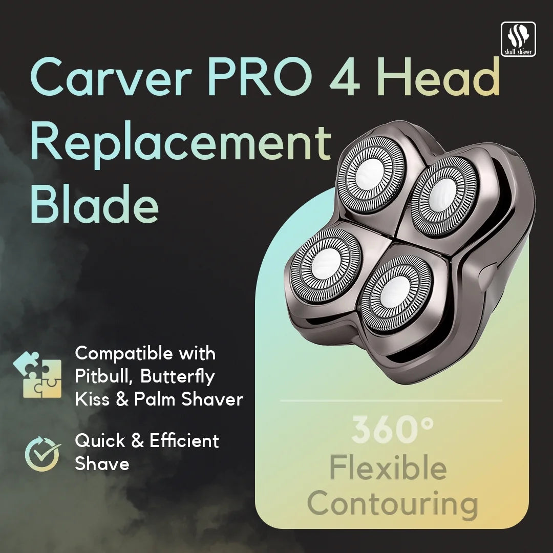 Carver Blade PRO 4 Head Premium Hypo-Allergenic Replacement Shaver Blade for Bald Head Shavers, 1 Piece