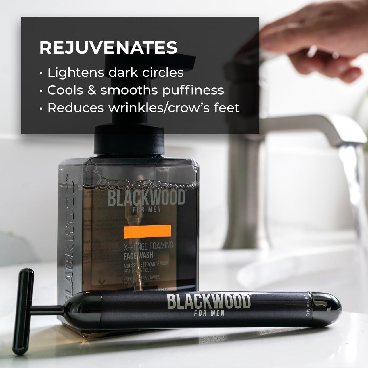 Blackwood for Men Eye and Facial Massager - Face Sculpting Tool for Men-Fights Puffy Eyes, Dark Circles, & Crow'S Feet- Self Care Gifts Face Massager Facial Tools-Gua Sha & Jade Roller Alternative