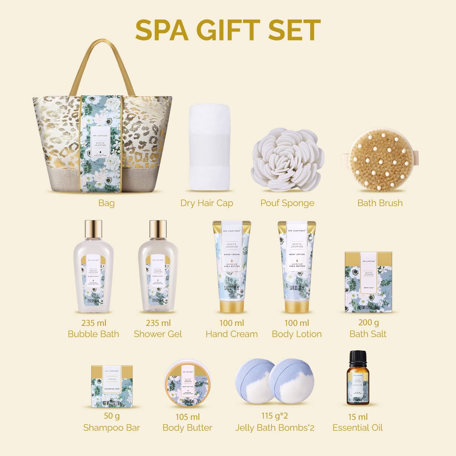 Spa Luxetique Spa Gift Baskets for Women - Gift Set for Women,15Pcs Luxury Relaxing Spa Kit with Bath Bombs, Birthday Gifts Body and Bath Set
