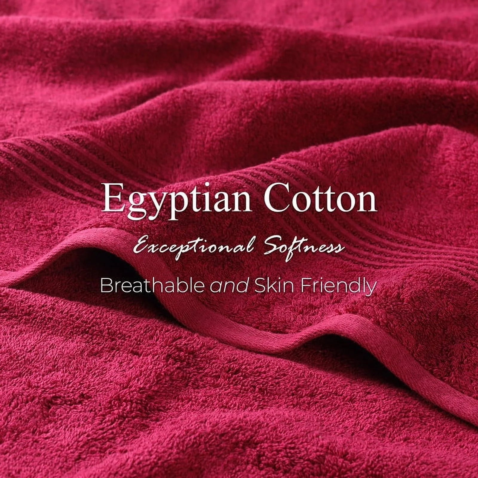Egyptian Cotton Absorbent 3-Piece Burgundy Towel Set