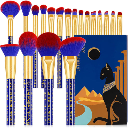Docolor Makeup Brushes 19Pcs Makeup Brush Set Premium Gift Synthetic Powder Kabuki Foundation Contour Blush Concealer Eye Shadow Blending Liner Make up Brush Kit, Ancient Egyptian Series